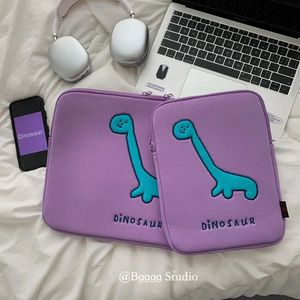 Ins dinosaure violet mignon housse pour ordinateur portable Table pochette de protection sac 11 14 15.6 pouces dessin animé fermeture éclair sac pour ordinateur portable Ipad 231229