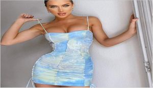 INS European Wind 2021 Summer Women039s Robe Style sexy mince couleur Tiedye Halter Women Hips Wrap Jirt5793734