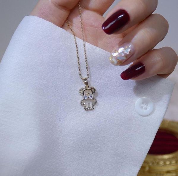 Ins Fashion – collier en or véritable 14 carats pour femmes, chaîne de clavicule courte en Zircon cubique, tempérament mignon, bijoux quotidiens, Chains7937987