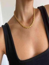 IN Fashion 18K Gold plaquée Stainls Steel 5 mm 6 mm 7 mm Largeur Ed Chain Corde Collier Collier 268d4779098