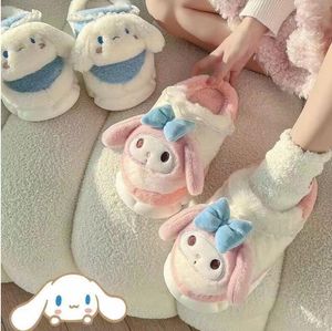 Ins Fashion – pantoufles en peluche Kuromi Melody cannelle, pantoufles chaudes pour la maison, cadeau de Festival, taille 35-40