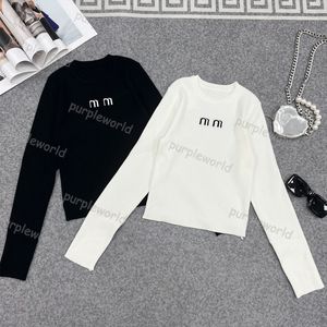 Damessweater Ronde hals Pullover Effen Kleur Gebreide Trui Letter Print Strak Lange Mouw Gebreid 2 Kleuren