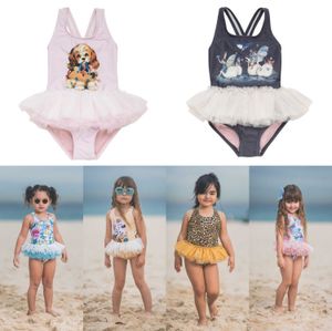 Ins Mode Enfants Maillots De Bain Tutu Filles Enfant Fleur Motif Maillot De Bain Belle Enfant Léopard Bikini Tigre Maillot De Bain 210529