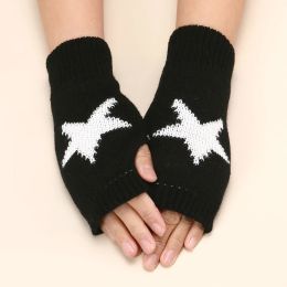 Ins Fashion – gants tricotés en laine pour hommes et femmes, gants chauds à demi-doigt, cinq étoiles sans doigts, unisexe, automne hiver Y2K