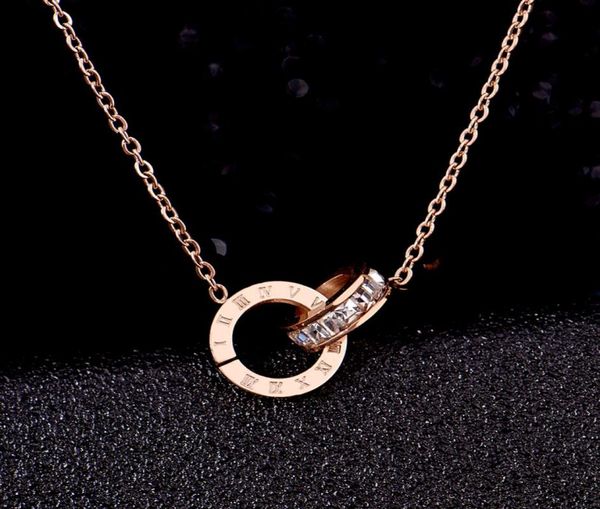 Ins fashion Pendentif collier bijoux hommes femmes Rome double anneau complet cz deux rangées bouchon à vis octogonal amour couple cadeau 4669550