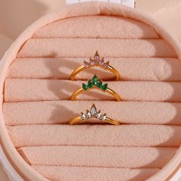 Ins Fashion – bague de luxe Simple, bijoux en acier inoxydable, couronne en Zircon, anneau ouvert