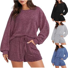 INS Mode Vrouwen Tweedelige Sets Broek Afdrukken Ontwerp Lange mouwen Shorts Losse Casual Loungewear Set Casual Pak Plus Size S-2XL