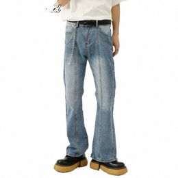 Ins Fi Straight Mens Jeans pleine longueur Y2k Pantalon à jambes larges Quatre Seass Lâche Simple Distred W Micro Flare Pantalon 60fA #