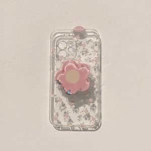 Ins Floral Phone Case iPhone14 Telefooncase 11 Apple voor 15Pro Max Pink Flower Stand 8 Painted 12/X Generatie 13 Niche -ontwerp