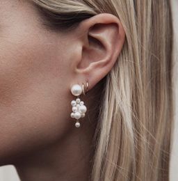 INS français taille exquise Imitation perle grappe de raisin forme boucles d'oreilles femme tempérament coréen tempérament conception boucles d'oreilles5870532