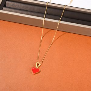 Ins Français Nouveau Rouge Amour Goutte Glaçure Pendentif Collier Petit Design Simple Tempérament Mode All-Match Bijoux Accessoires Féminins