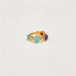 Ins French Niche Design Ring Automne Nouveau Color Stone Retro Retro Simple Personalité Style All-Match Fashion Jewelry Gift 2024502