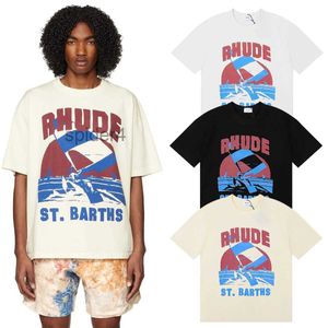 Ins Hot 23ss Printemps Eté T-shirt Américain De Luxe Rhude Skateboard Hommes Designer Femmes Hommes Casual T-shirt Bon Tshirt Taille Us # 9909 TJM8