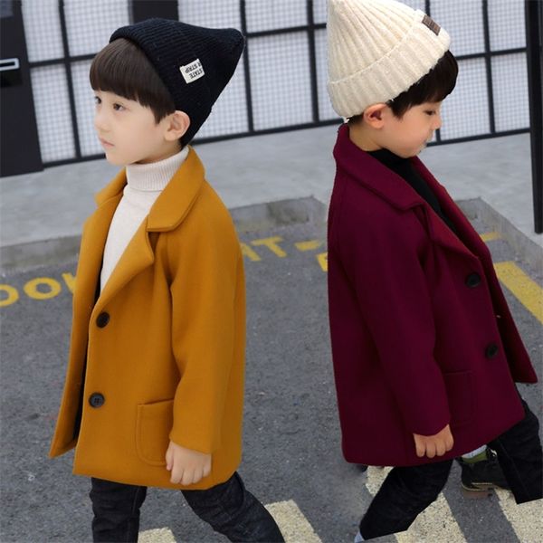 Ins Baby Boys Manteau de laine 1-5 ans Vêtements pour enfants Manteau de laine de garçon Automne et hiver Hickening Trench Fashion LJ201203