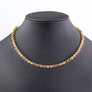 Ins Hot Vente sexy Choker Iced Out Tennis Chain 14k Collier en or jaune pour femmes ACCESSOIRES CUBIN