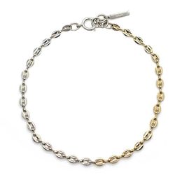 INS Justine, золотое и серебряное контрастное короткое ожерелье со свиным носом, женское модное универсальное колье с цепочкой на ключицу273H