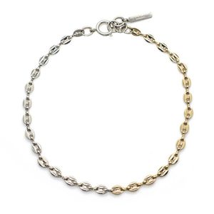 Ins Justine goud en zilveren contrast kleur varkensneus korte ketting dames mode all-match choker sleutelbeen chain266a