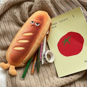 Ins kawaii brood toast potloodzak pluche grote capaciteit potlood kisten student opslagzak Japanse briefpapier schoolbenodigdheden