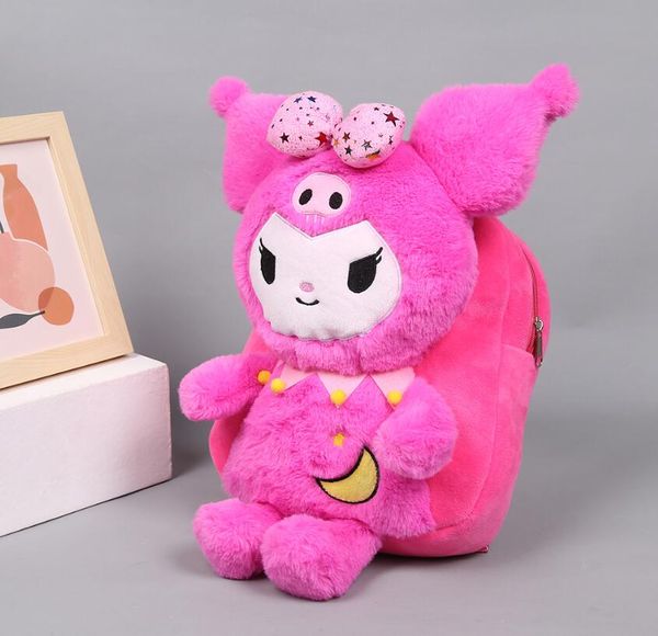 INS KAWAII KIDS KUROMI PLUSH ZIPPER BACKPACK DOUBLE BAGLE SALLE PP COTTON PLUSH BACKPACK Festival Cadeau