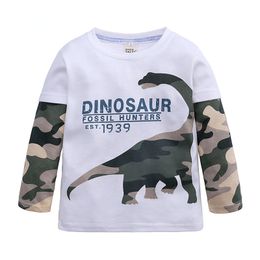 INS enfants bébé vêtements garçons à manches longues T-shirt dinosaure Camouflage imprimé Patchwork mode manches hauts t-shirts enfants vêtements pour enfants