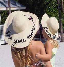 Ins Kids Sunblock Mother and Daughter Sunhats Femmes Summer Handmade Love You Paillette Fedora Straw Sun Suns Children Beach Hat Bi4486398