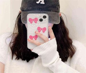 Ins Korea Cuet 3D Pink Bow Funda transparente para teléfono para iPhone 13 12 11 Pro XS Max X XR 7 8 Plus Funda trasera suave transparente a prueba de golpes AA4352763