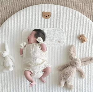 Ins coréen bébé circulaire ramper tapis amovible et lavable tapis de sol lapin fleur brodé tapis enfants chambre décoration tapis 240131