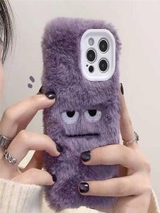INS Koreaanse Leuke Grappige Bont Pluizige Telefoon Case Voor IPhone 14 13 12 11 Pro Max X XS XR Meisje camera Bescherming Zachte Pluche Coque Cover6095911