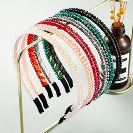 Ins Korean Multi Color All Crystal Headband for Women's Handmade Creative Beaded Thin Edge Hair Band Party Clips Barrettes