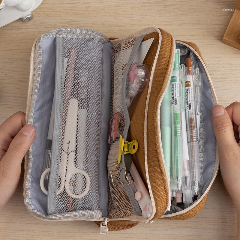 Ins Large Capacity Pencil Bag Aesthetic School Cases Kawaii Stationery Box Zipper Pouch Students Supplies