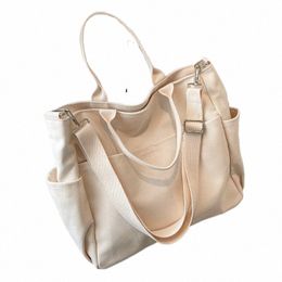 Ins Lazy Wind Canvas Big Bag, nouvelle version coréenne du sac à bandoulière à bandoulière unique femme simple littéraire couleur unie J8iP #