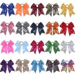 Ins Lovely Enfants Cheveux Accessoires Sequin Cheer Bows Cravates À Cheveux Enfants Sequin Bow Filles Ponytail Holder Élastique Bandes De Cheveux Filles Bowknot Bandeaux