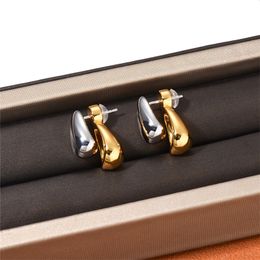 INS Metal Stud Gold / Silver Water Drop Couleur assorties boucles d'oreilles détachables Personnalité Simple Female Jewelry Accessoires