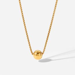 Ins Style minimaliste Gold Ball Pendant Collier Boîte de boîte Pull-out Collier en acier inoxydable en or 18k pour femmes bijoux personnalisés