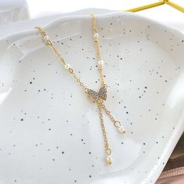 Ins New Creative Nicho y Minimalist Design Light Butterfly Pearl Collar Collarbone Chain