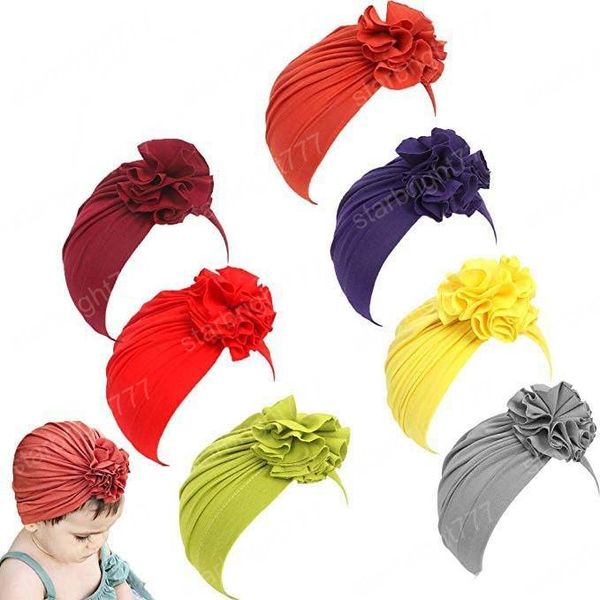 INS nouveau-né bébé garçon fille bébé chapeau de soleil coton plissé fleur bonnet casquette enfant en bas âge Turban Photo accessoires