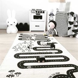 Ins nordic home avontuur spel tapijt kinderen spelen game mat deken baby kruipende pad kinderen klimmen mat dikker kamer decoratie 210724