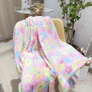 Ins Roze Bloem Zacht Bed Deken Cartoon Kids Deken Microfiber Warme Pluche Spreien Gooi Deken Voor Sofa Thuis Decor 240111