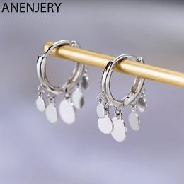 Ins Round Disc Tassel Earring voor Dames S925 Stempel Zilver Kleur Oorbellen Oorbellen Pendientes Gift S-E893