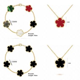 Ins vendant des bijoux de collier de bracelet à fleurs à cinq feuilles de 15 mm