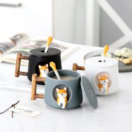 Ins shiba inu akita dog 420 ml koffie thee mugs cup noord Europa stijl modeontwerp