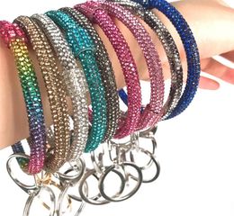 INS Porte-clés de poignet en silicone avec bracelets Glitter Crystal Strass Bracelet en silicone Porte-clés Bracelet Cercle Porte-clés de voiture Jewel8089334
