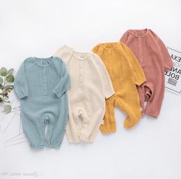 Ins lente baby jongens rompertjes voorkant knoop lange mouw herfst biologisch katoen pasgeboren jumpsuits blanco gele baby meisjes rompertjes voor 37758035