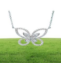 Ins Star même Style collier bijoux de luxe 925 en argent Sterling pavé blanc saphir CZ diamant papillon pendentif fille femmes Neckla9672999