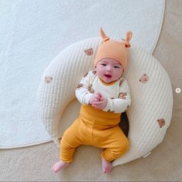 Ins animaux en peluche housse de coussin en peluche ours coussins étui pour lit décoratif blanc oreiller bébé tête protecteur bébé trucs 240315