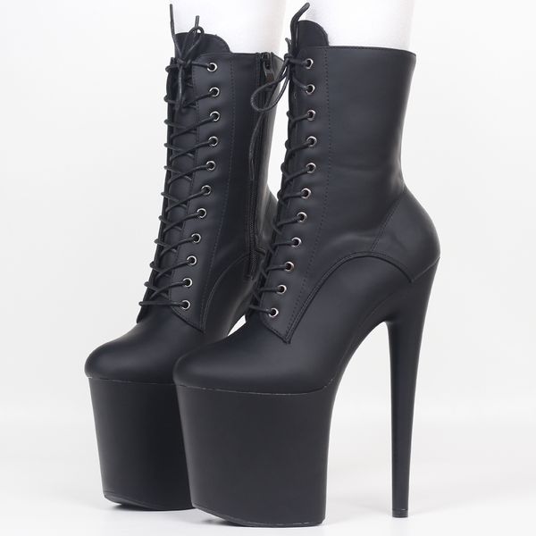 INS Style 20CM Extreme High Heels Platform Boots Lace Up Sexy Pole Dancing Bottines Side Zip 5-12