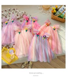 INS -stijl nieuwe meisjes kleding jurken mooie mouwloze zomermaasjurk 100% katoenen meisje kinderen elegante 5 kleuren