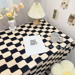 Ins Style Tablecloth Retro Checkerboard Coffee Table Bedroom Cloth Atmosphere Rectangular Cloth