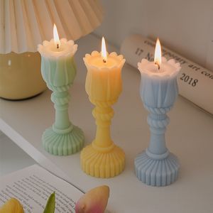 Ins Style Tulip Candlestick Sgence Candle Creative Birthday Gift Wedding Romantic Aromatherapy Candles Décoration