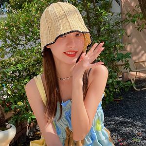 Ins Summer Korean Crochet Bucket Hats Mujeres Travel Sunscreen Panama Bob Fisherman Hat Mujer Elegante Sun Shade Sun Hat